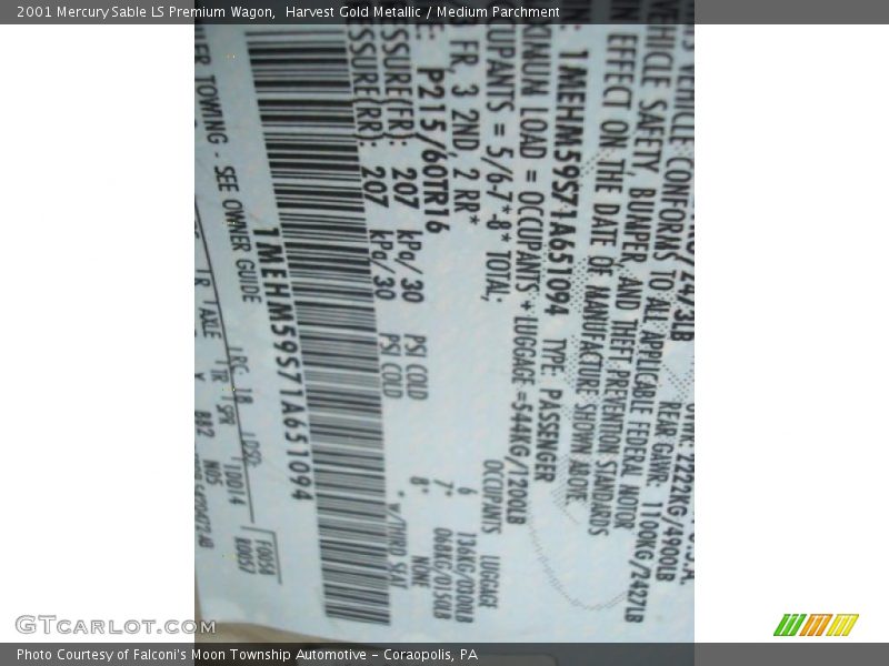 Harvest Gold Metallic / Medium Parchment 2001 Mercury Sable LS Premium Wagon