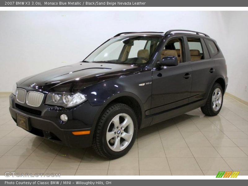 Monaco Blue Metallic / Black/Sand Beige Nevada Leather 2007 BMW X3 3.0si