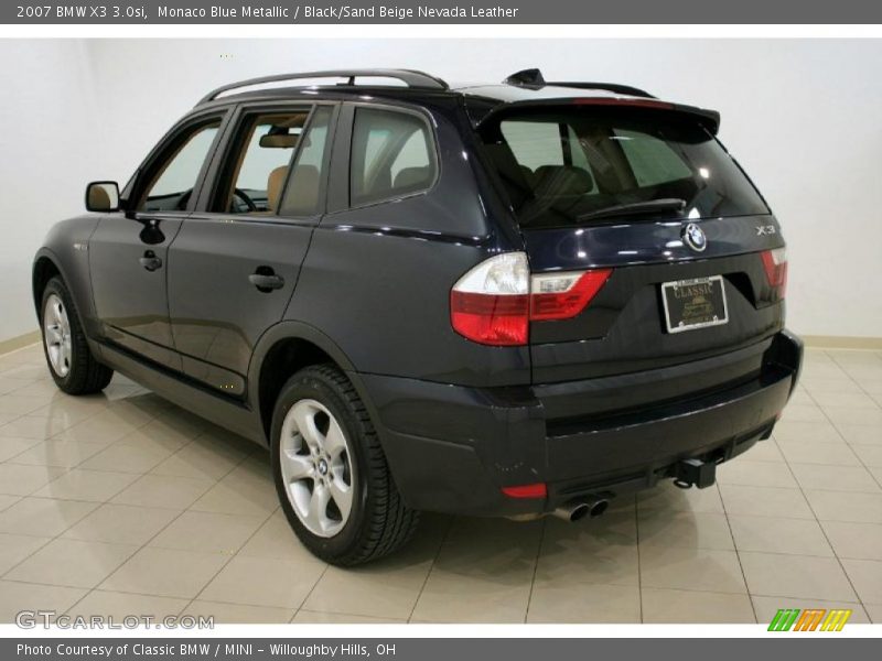 Monaco Blue Metallic / Black/Sand Beige Nevada Leather 2007 BMW X3 3.0si