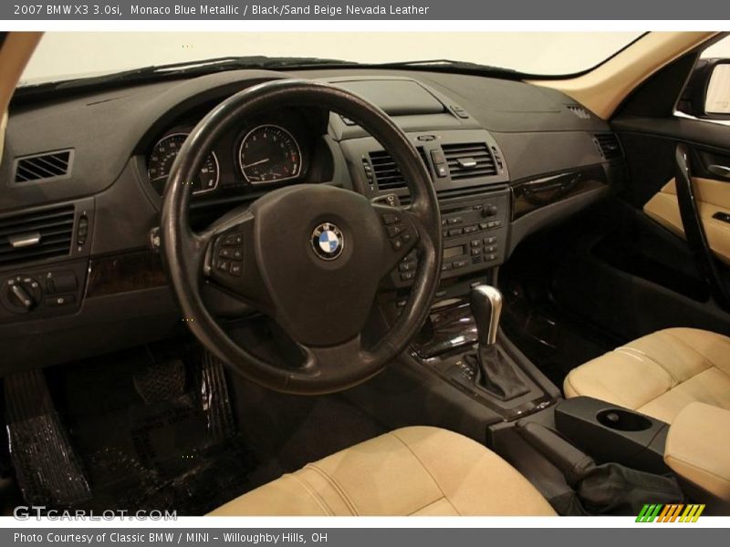 Monaco Blue Metallic / Black/Sand Beige Nevada Leather 2007 BMW X3 3.0si