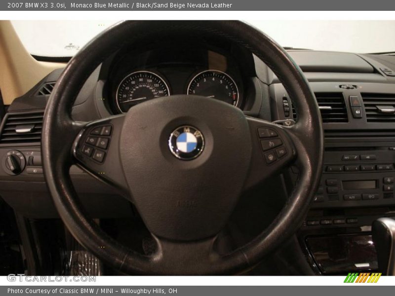 Monaco Blue Metallic / Black/Sand Beige Nevada Leather 2007 BMW X3 3.0si
