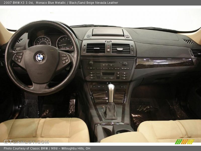 Monaco Blue Metallic / Black/Sand Beige Nevada Leather 2007 BMW X3 3.0si
