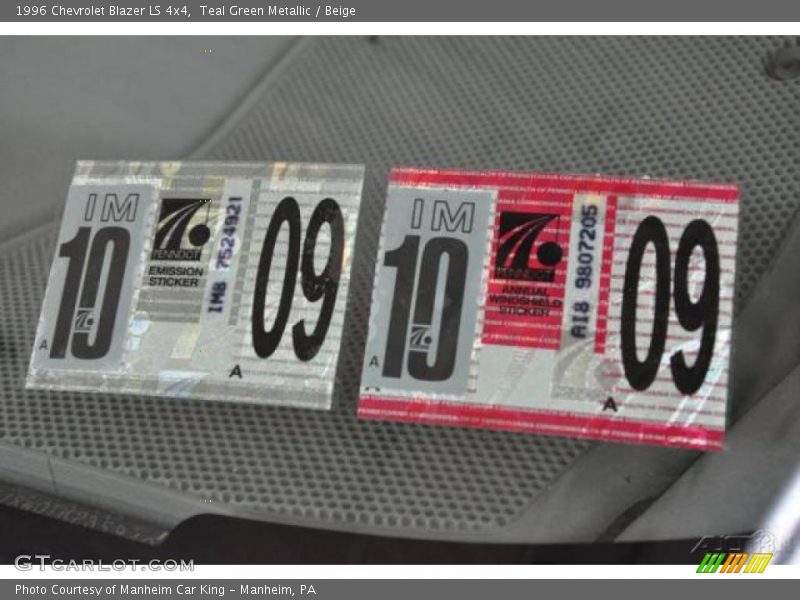 Teal Green Metallic / Beige 1996 Chevrolet Blazer LS 4x4