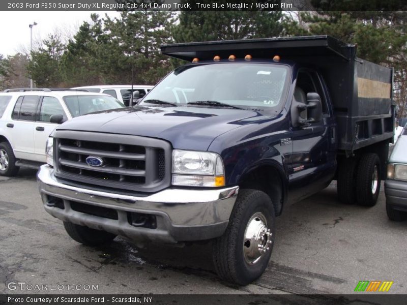 True Blue Metallic / Medium Flint 2003 Ford F350 Super Duty XL Regular Cab 4x4 Dump Truck