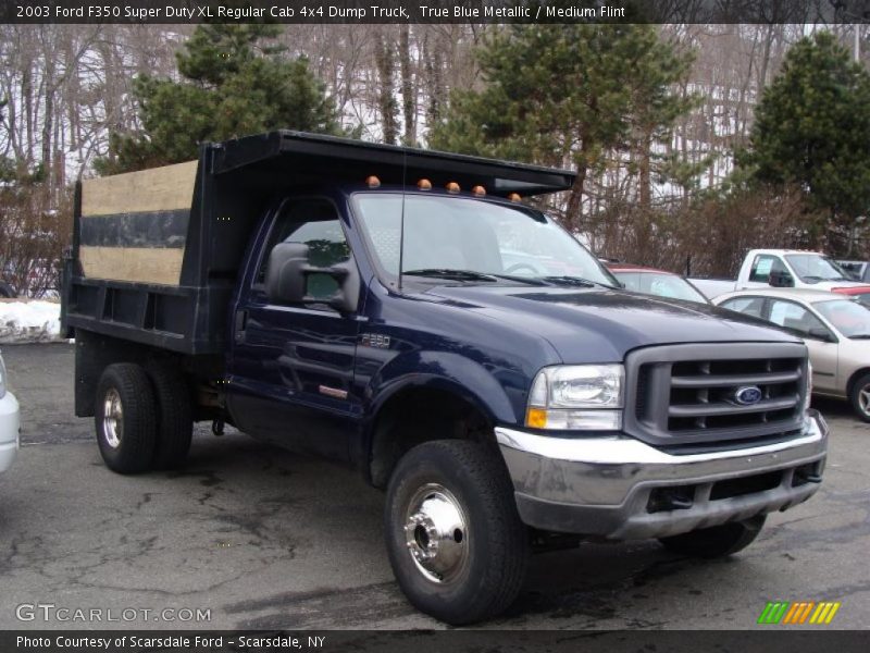 True Blue Metallic / Medium Flint 2003 Ford F350 Super Duty XL Regular Cab 4x4 Dump Truck