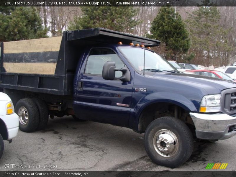 True Blue Metallic / Medium Flint 2003 Ford F350 Super Duty XL Regular Cab 4x4 Dump Truck