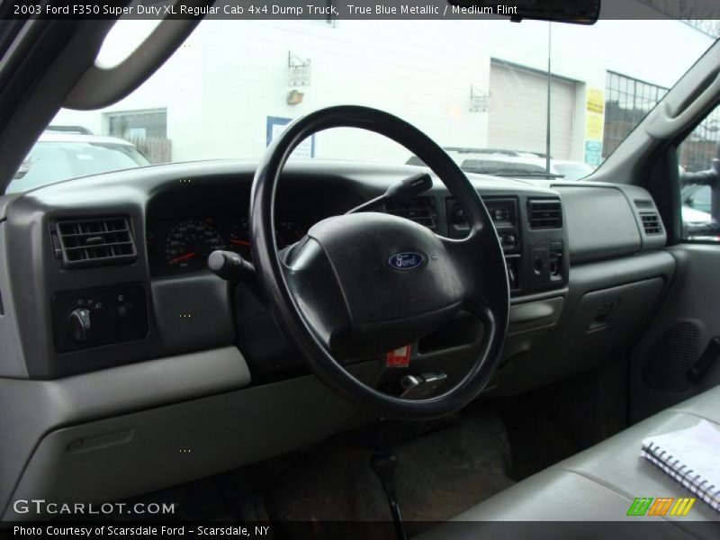 True Blue Metallic / Medium Flint 2003 Ford F350 Super Duty XL Regular Cab 4x4 Dump Truck