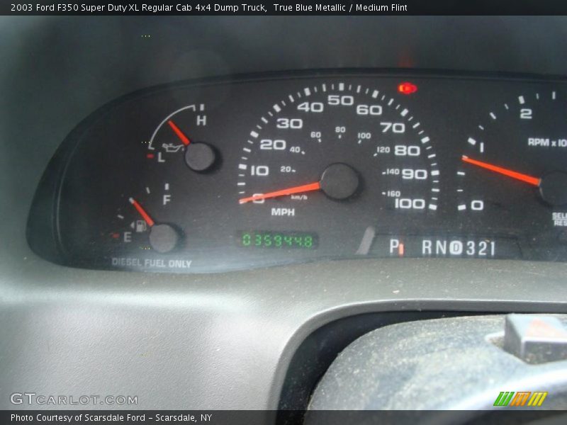 True Blue Metallic / Medium Flint 2003 Ford F350 Super Duty XL Regular Cab 4x4 Dump Truck