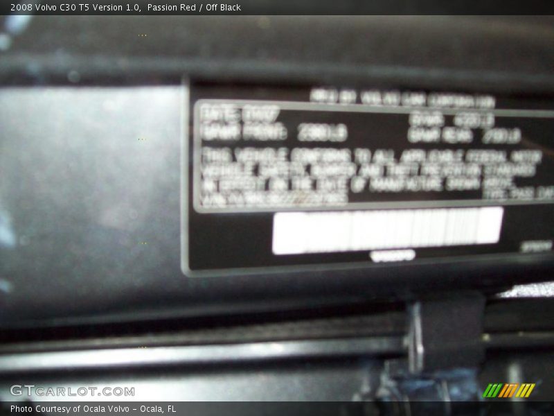 Passion Red / Off Black 2008 Volvo C30 T5 Version 1.0