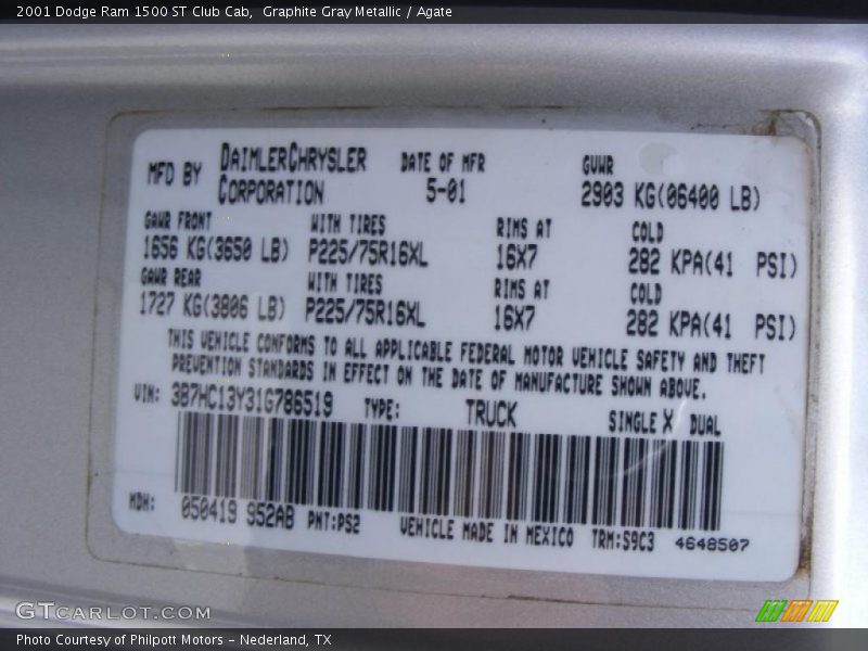 Graphite Gray Metallic / Agate 2001 Dodge Ram 1500 ST Club Cab