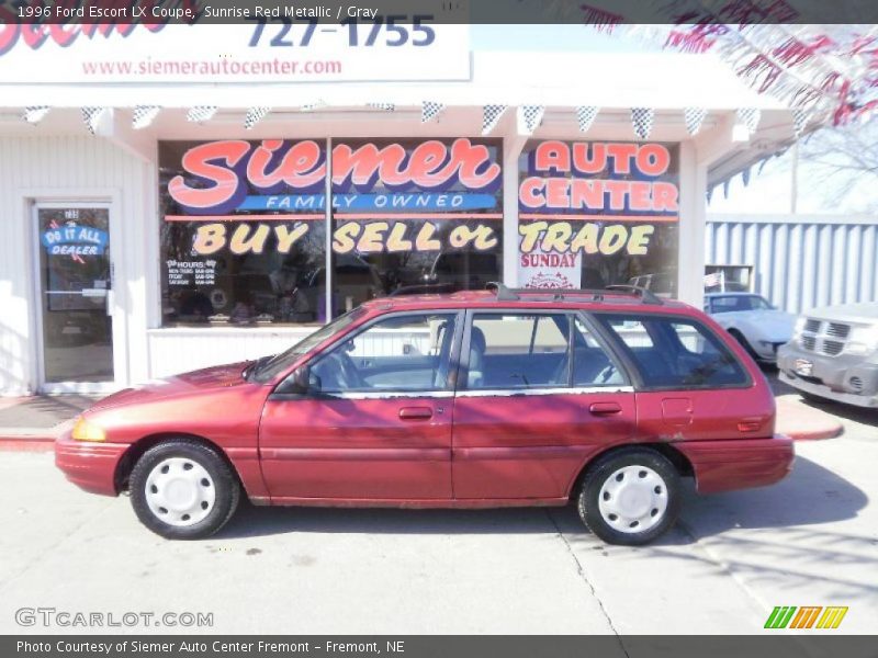 Sunrise Red Metallic / Gray 1996 Ford Escort LX Coupe