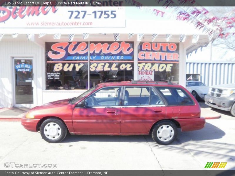 Sunrise Red Metallic / Gray 1996 Ford Escort LX Coupe