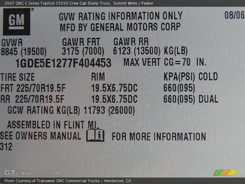 Summit White / Pewter 2007 GMC C Series TopKick C5500 Crew Cab Dump Truck