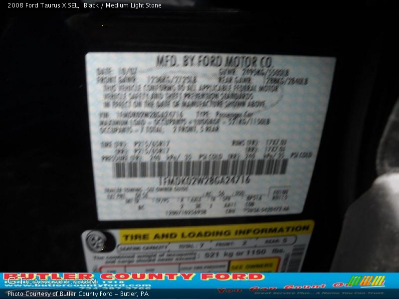 Black / Medium Light Stone 2008 Ford Taurus X SEL