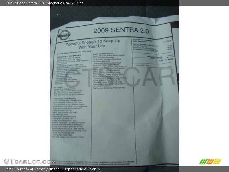 Magnetic Gray / Beige 2009 Nissan Sentra 2.0