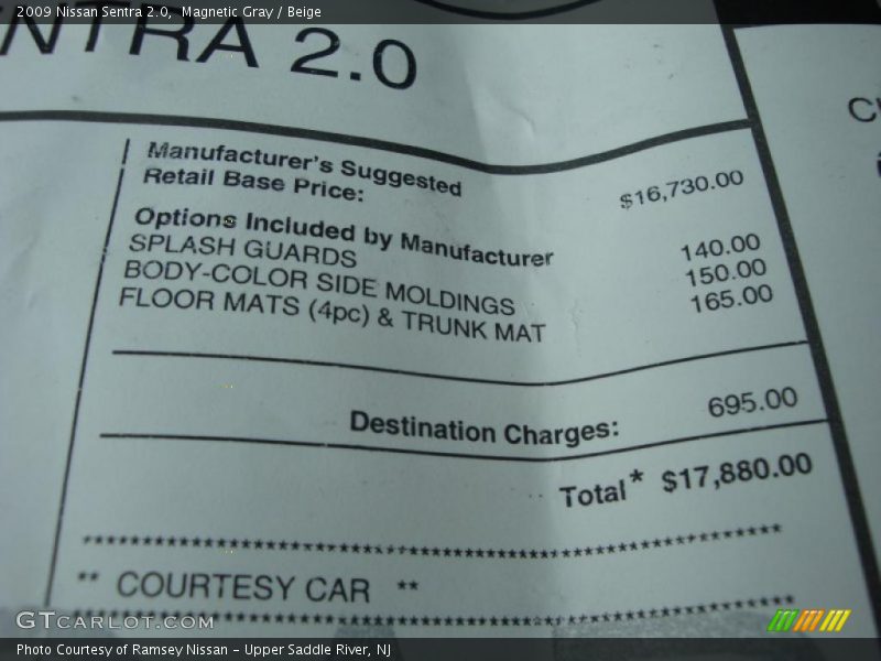 Magnetic Gray / Beige 2009 Nissan Sentra 2.0