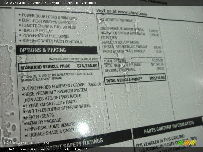 Crystal Red Metallic / Cashmere 2010 Chevrolet Corvette Z06