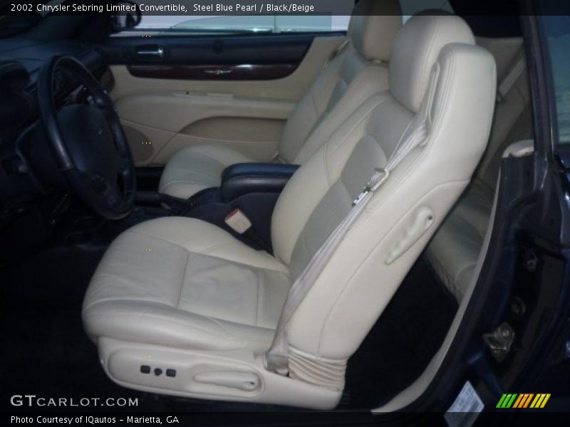 Steel Blue Pearl / Black/Beige 2002 Chrysler Sebring Limited Convertible