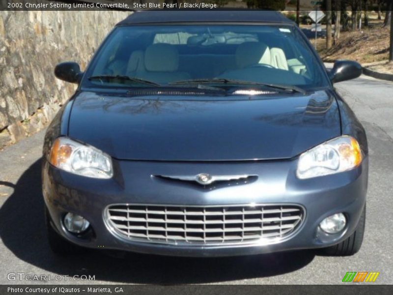 Steel Blue Pearl / Black/Beige 2002 Chrysler Sebring Limited Convertible