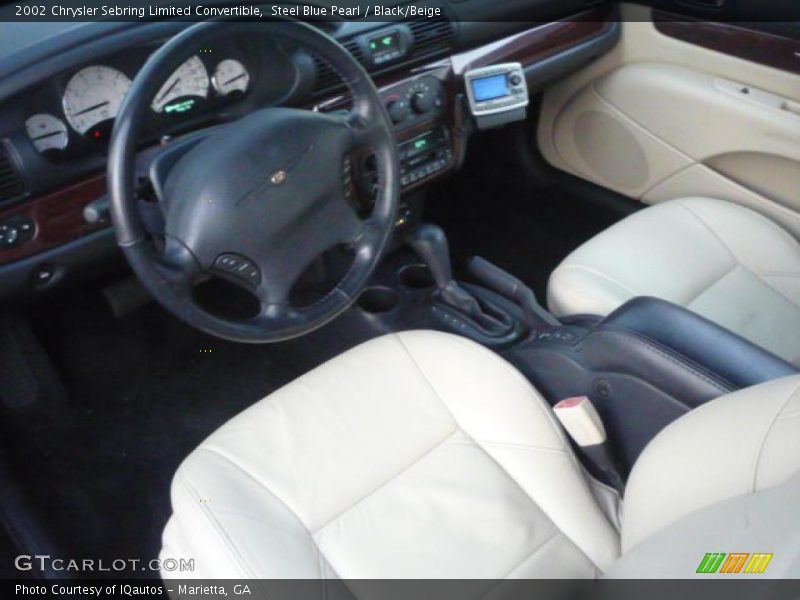 Steel Blue Pearl / Black/Beige 2002 Chrysler Sebring Limited Convertible