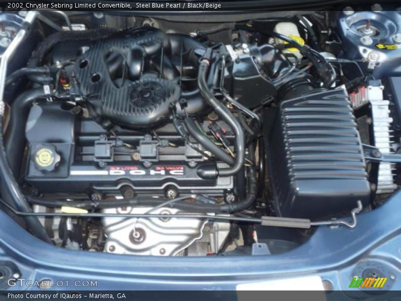 Steel Blue Pearl / Black/Beige 2002 Chrysler Sebring Limited Convertible