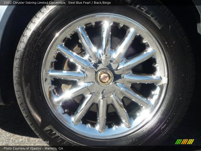 Steel Blue Pearl / Black/Beige 2002 Chrysler Sebring Limited Convertible