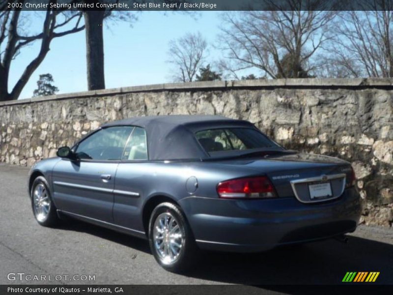 Steel Blue Pearl / Black/Beige 2002 Chrysler Sebring Limited Convertible