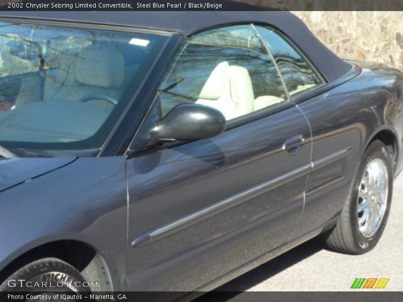 Steel Blue Pearl / Black/Beige 2002 Chrysler Sebring Limited Convertible