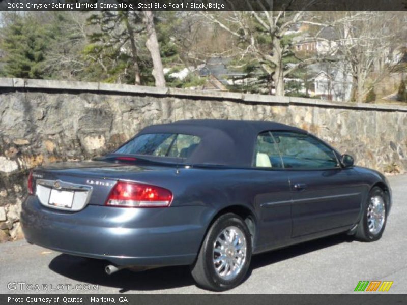 Steel Blue Pearl / Black/Beige 2002 Chrysler Sebring Limited Convertible