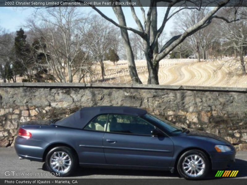 Steel Blue Pearl / Black/Beige 2002 Chrysler Sebring Limited Convertible