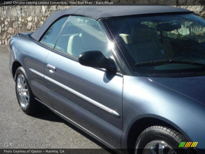 Steel Blue Pearl / Black/Beige 2002 Chrysler Sebring Limited Convertible
