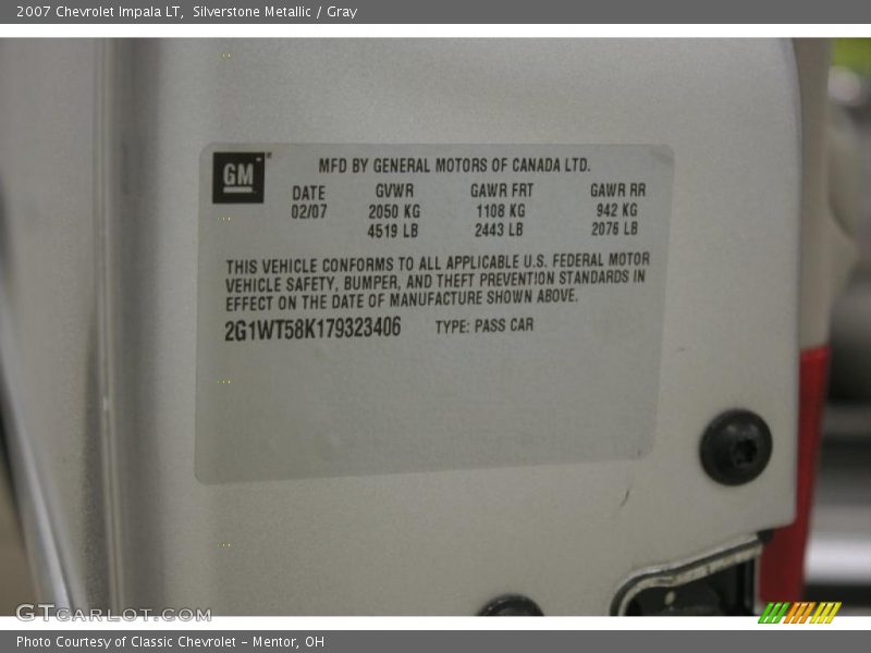 Silverstone Metallic / Gray 2007 Chevrolet Impala LT