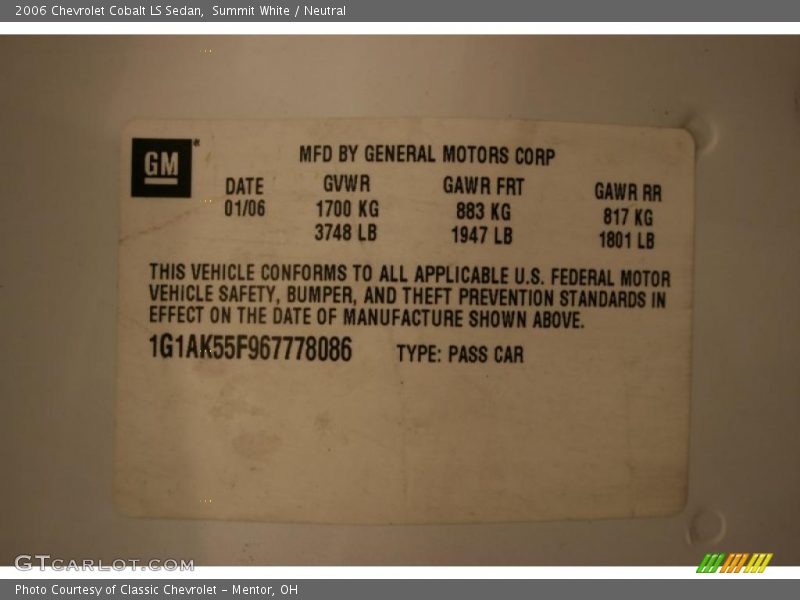 Summit White / Neutral 2006 Chevrolet Cobalt LS Sedan