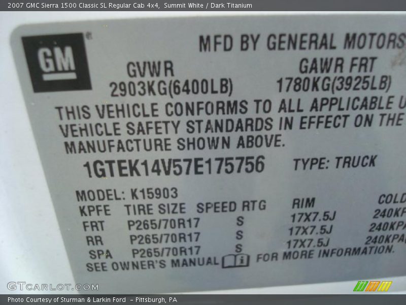 Summit White / Dark Titanium 2007 GMC Sierra 1500 Classic SL Regular Cab 4x4