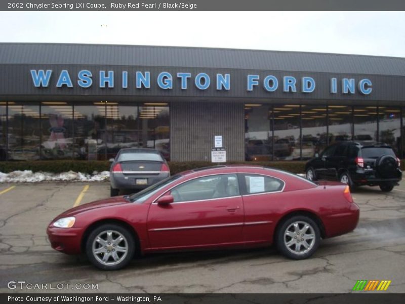 Ruby Red Pearl / Black/Beige 2002 Chrysler Sebring LXi Coupe