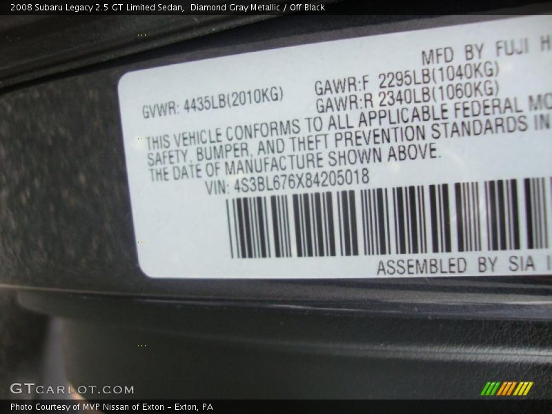 Diamond Gray Metallic / Off Black 2008 Subaru Legacy 2.5 GT Limited Sedan