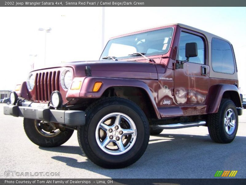 Sienna Red Pearl / Camel Beige/Dark Green 2002 Jeep Wrangler Sahara 4x4