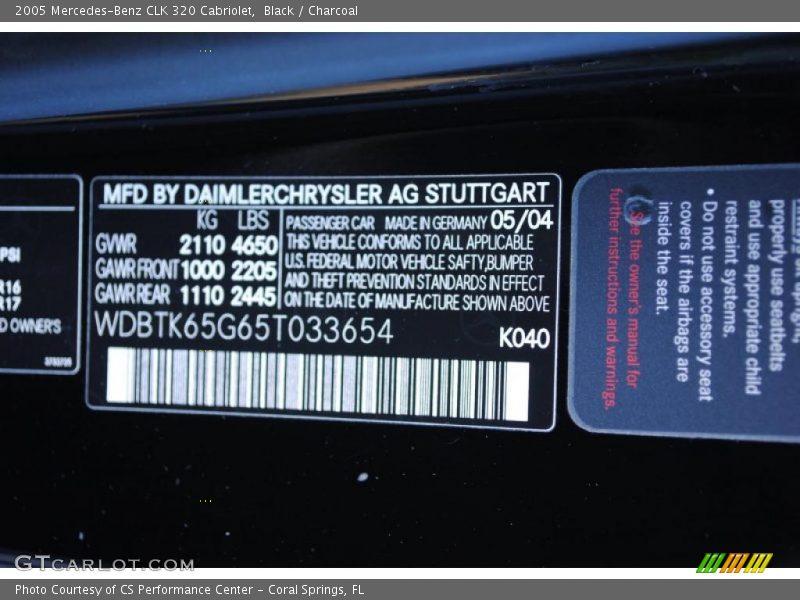 Black / Charcoal 2005 Mercedes-Benz CLK 320 Cabriolet