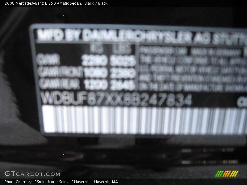 Black / Black 2008 Mercedes-Benz E 350 4Matic Sedan