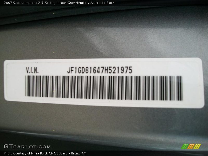 Urban Gray Metallic / Anthracite Black 2007 Subaru Impreza 2.5i Sedan