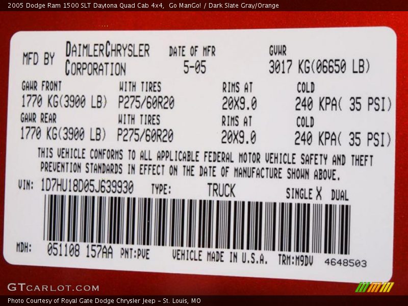 Go ManGo! / Dark Slate Gray/Orange 2005 Dodge Ram 1500 SLT Daytona Quad Cab 4x4