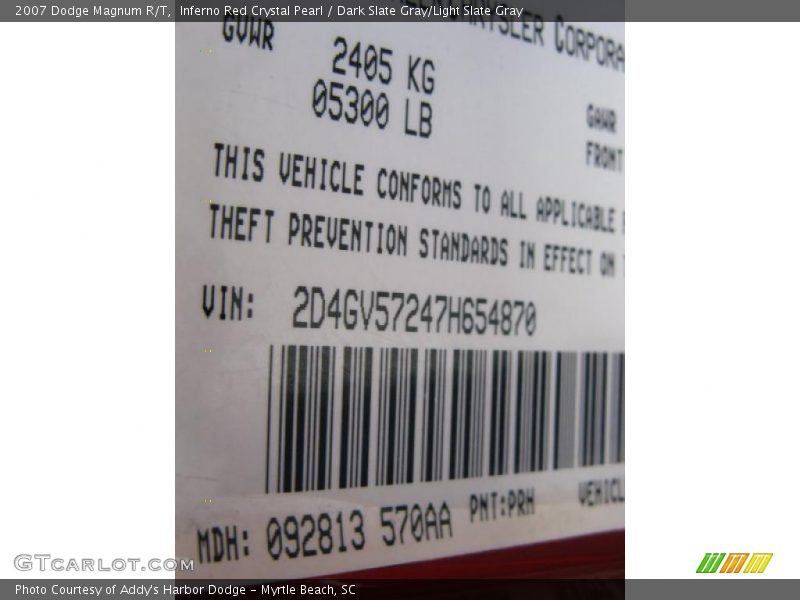 Inferno Red Crystal Pearl / Dark Slate Gray/Light Slate Gray 2007 Dodge Magnum R/T
