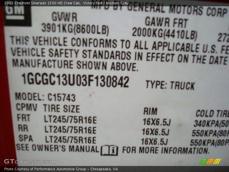 Victory Red / Medium Gray 2003 Chevrolet Silverado 1500 HD Crew Cab