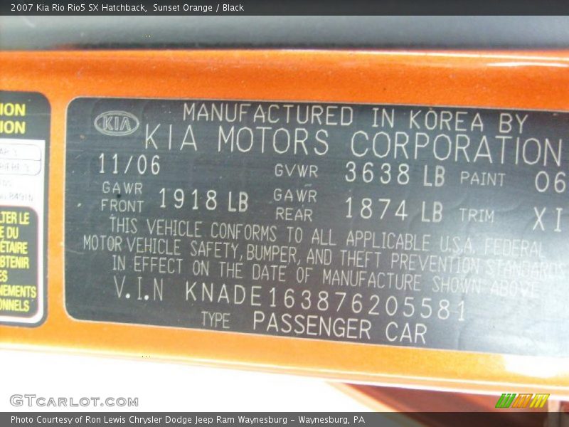 Sunset Orange / Black 2007 Kia Rio Rio5 SX Hatchback