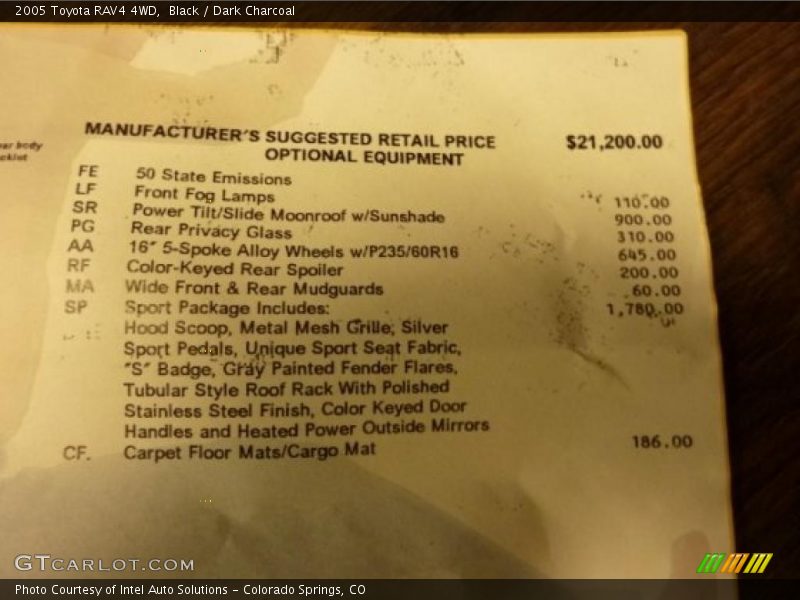 Black / Dark Charcoal 2005 Toyota RAV4 4WD