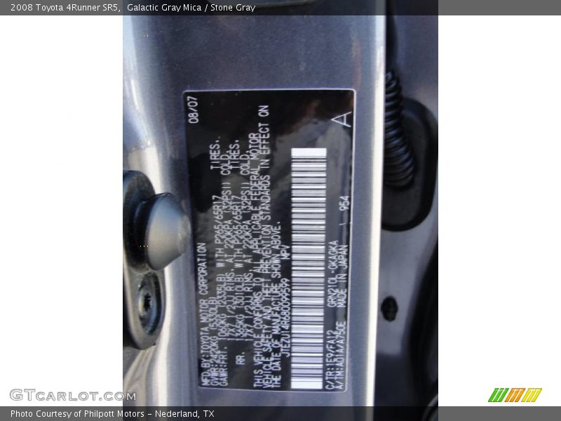 Galactic Gray Mica / Stone Gray 2008 Toyota 4Runner SR5
