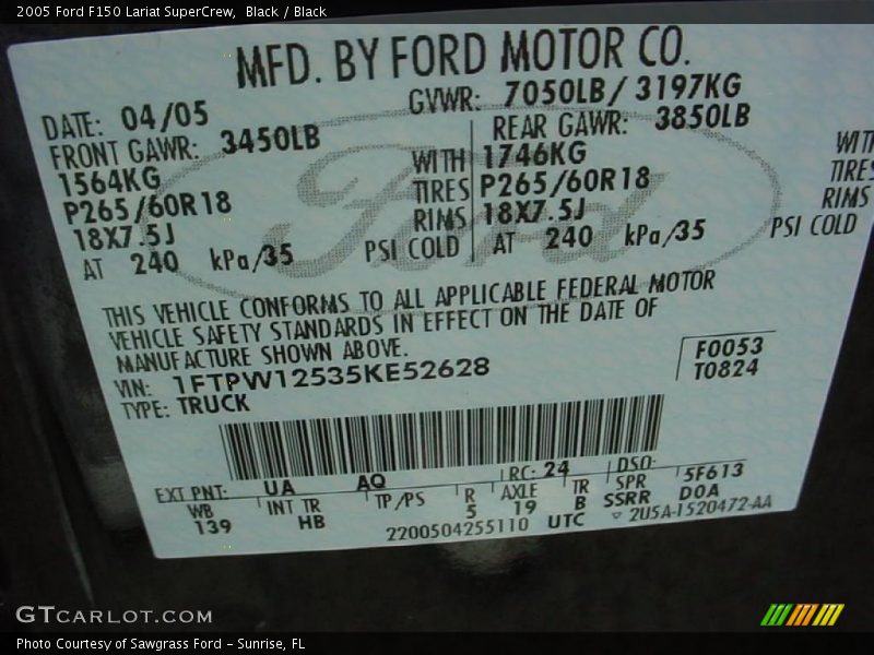 Black / Black 2005 Ford F150 Lariat SuperCrew