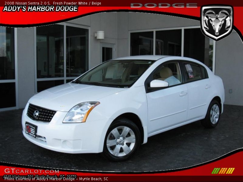 Fresh Powder White / Beige 2008 Nissan Sentra 2.0 S