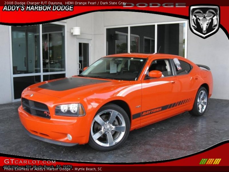 HEMI Orange Pearl / Dark Slate Gray 2008 Dodge Charger R/T Daytona