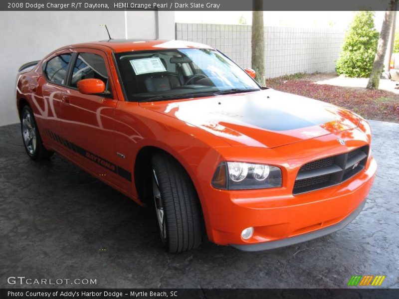HEMI Orange Pearl / Dark Slate Gray 2008 Dodge Charger R/T Daytona